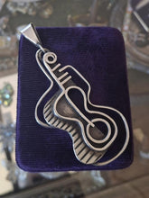 Load image into Gallery viewer, Vintage 1960s Signed Rebajes Sterling Silver Abstract Modernist Guitar Pendant

