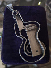 Load image into Gallery viewer, Vintage 1960s Signed Rebajes Sterling Silver Abstract Modernist Guitar Pendant
