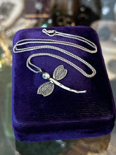 Load image into Gallery viewer, Vintage Sterling Silver Dragonfly Pendant Necklace Box Chain 20.25”
