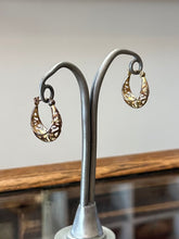 Load image into Gallery viewer, Vintage Gold Plated Sterling Silver 925 Cut Out Design Hoop Earrings Hoops
