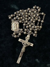 Load image into Gallery viewer, Vintage Art Deco 1940s Signed SWIFT &amp; FISHER All Sterling Silver Bead 21” Rosary Engraved F. Wuensch ‘48 Religious
