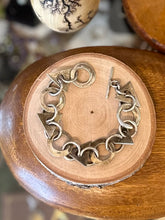 Load image into Gallery viewer, Vintage Signed TAXCO Mexico TS-29 Geometric Circles &amp; Triangles Link Bracelet Toggle Clasp 7”
