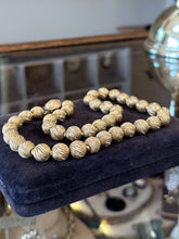 Load image into Gallery viewer, Vintage Early Midcentury 1950s Signed Francois Textured Gold Tone Beaded Necklace 18.5”
