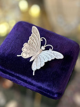 Load image into Gallery viewer, Vintage Midcentury Signed BEAU Sterling Silver Brushed Butterfly Brooch
