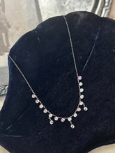 Load image into Gallery viewer, Vintage Art Deco Sterling Silver Watermelon Austrian Crystal Dainty Necklace 17"

