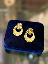 Load image into Gallery viewer, Vintage 1980s Signed GIVENCHY Gold Tone Ribbed Door Knocker Drop Pierced Earrings
