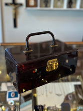 Load image into Gallery viewer, Vintage Tortoise Shell Lucite Box Purse Handbag with Single Handle &amp; Brass Hardware
