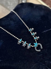Load image into Gallery viewer, Vintage 1950s SANCREST Native American Style Faux Turquoise Silver Tone Necklace
