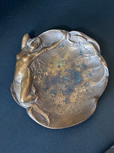 Load image into Gallery viewer, Antique Art Nouveau Brass Nude Woman Waves Sea Nymph Trinket Dish Ring Dish Tray

