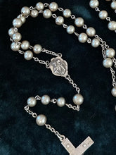 Load image into Gallery viewer, Vintage All Sterling Silver Bead Rosary Crucifix Religious 19.9” 37.89g
