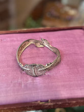 Load image into Gallery viewer, Vintage SPERO Art Deco Silver Tone Chrome Engraved Dual Snake Head Hinged Bangle Bracelet
