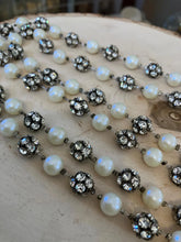 Load image into Gallery viewer, Signed Jonne Vintage Pearl &amp; Roundell Rhinestone Bead Necklace Schraeger 48&quot;
