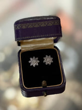 Load image into Gallery viewer, Sterling Silver &amp; Genuine 1/10ct Diamond Flower Stud Earrings
