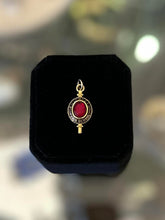 Load image into Gallery viewer, Vintage 1/20 10k Gold Filled Red Rhinestone Smithtown High School NY Charm
