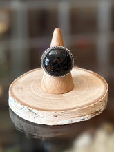 Load image into Gallery viewer, Vintage 1960s - 70s Taxco Mexico Signed 925 MCR Sterling Silver Large Brown Speckled Stone Statement Ring Adjustable
