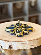 Load image into Gallery viewer, Antique Art Deco Faceted Czech Glass Vibrant Blue Rhinestone &amp; Brass Brooch C-Clasp
