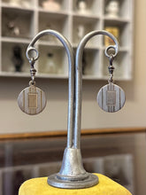 Load image into Gallery viewer, Vintage Sterling Silver FOB Clip &amp; Luggage Tag Disc Converted Dangle Earrings with Space for Engraving Monogram
