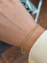 Load image into Gallery viewer, Vintage Gold Plated Sterling Silver 925 Rope Chain Bracelet Unisex 7.25”

