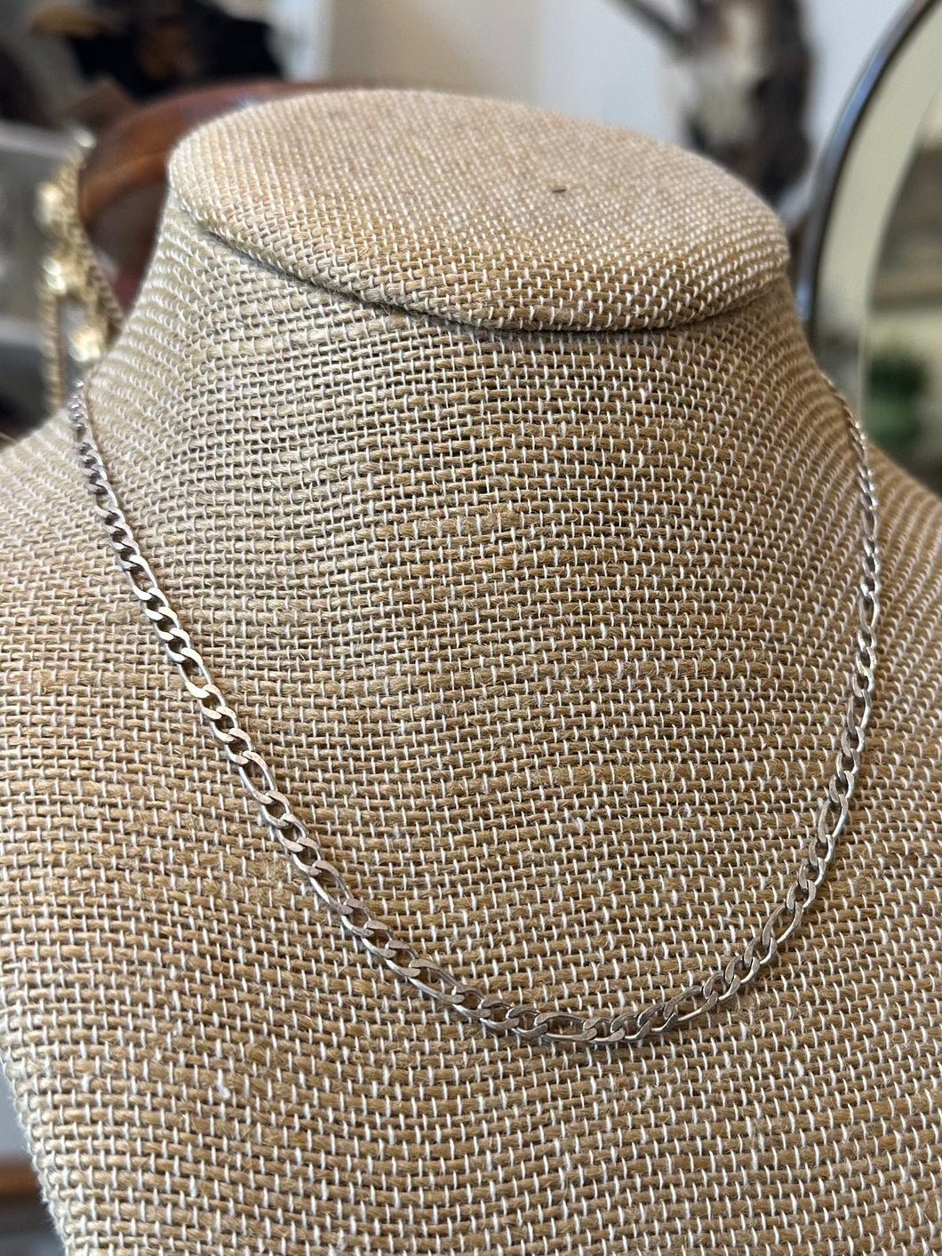Vintage Sterling Silver 925 Italy Figaro Link Chain Necklace Unisex 16”