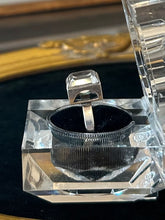 Load image into Gallery viewer, Vintage Signed Hallmarked BEH Bengt Hallberg Swedish Sterling Silver Faceted Rock Crystal Square Modernist Ring Adjustable
