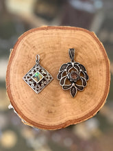 Load image into Gallery viewer, You Pick! Vintage Filigree Silver Gemstone Pendants | 800 Silver Citrine OR 925 Silver Abalone
