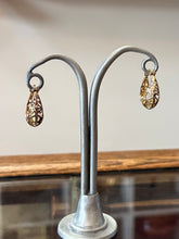 Load image into Gallery viewer, Vintage Gold Plated Sterling Silver 925 Cut Out Design Hoop Earrings Hoops
