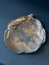 Load image into Gallery viewer, Antique Art Nouveau Brass Nude Woman Waves Sea Nymph Trinket Dish Ring Dish Tray
