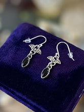 Load image into Gallery viewer, Sterling Silver &amp; Black Onyx Bat Dangle Earrings

