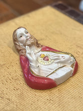 Load image into Gallery viewer, Pair of Vintage Midcentury Italian Ceramic Jesus &amp; Virgin Mary Sacred Heart Busts Wall Hangings Made in Italy for L.B. New York
