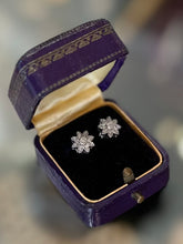 Load image into Gallery viewer, Sterling Silver &amp; Genuine 1/10ct Diamond Flower Stud Earrings
