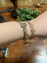 Load image into Gallery viewer, BRENDA SCHOENFELD Sterling Silver ID Bracelet Snail Chain Toggle Mexico &#39;90s Men
