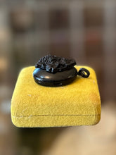 Load image into Gallery viewer, Antique Victorian Gutta Percha Grapes w/ Leaves Mourning Locket Pendant Etched
