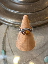 Load image into Gallery viewer, Vintage Sterling Silver Genuine Baltic Amber Oval Cabochon Ring US Size 6 1/2
