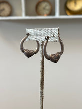 Load image into Gallery viewer, Vintage Sterling Silver 925 Heart Hoop Earrings Silver Hoops
