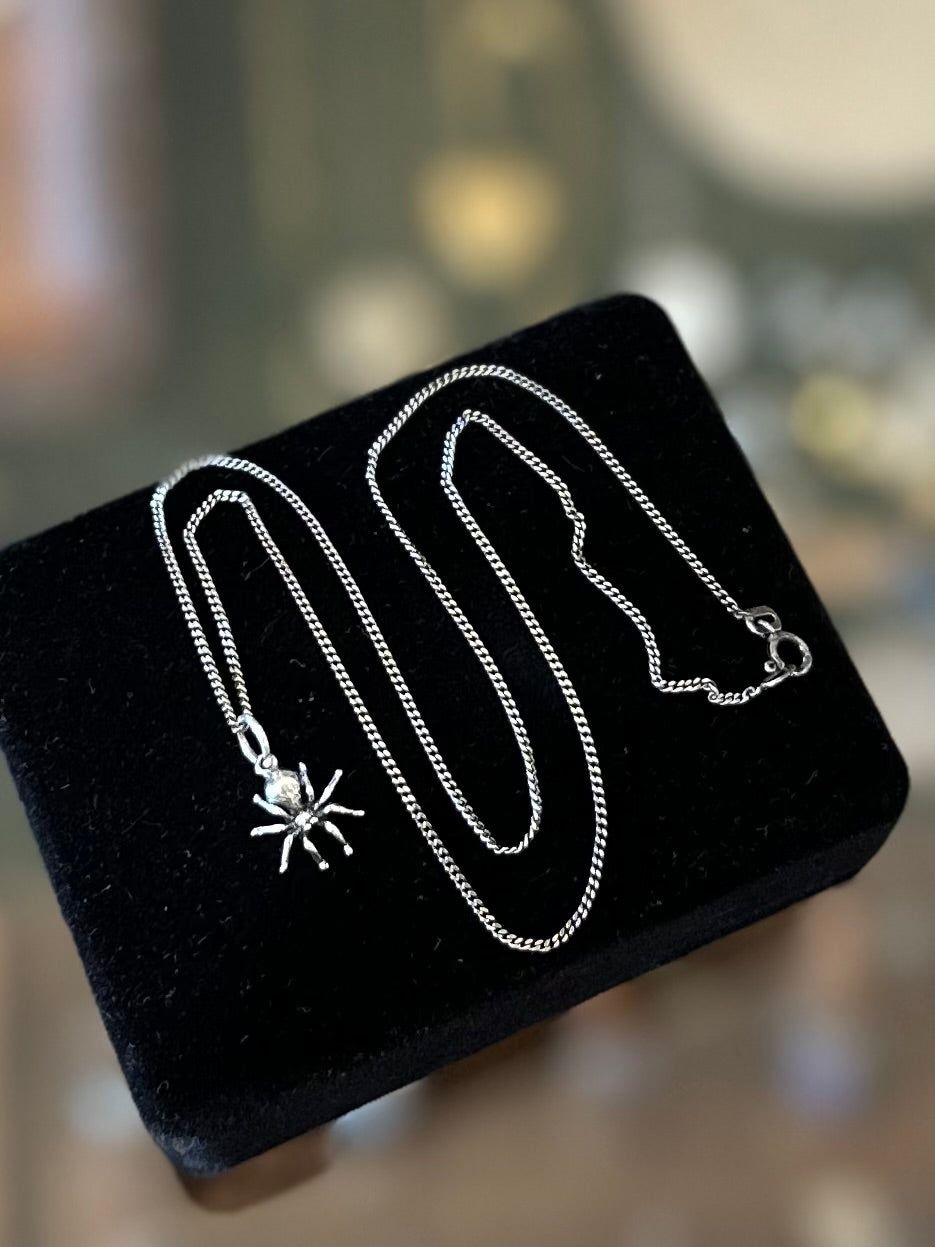 Dainty Sterling Silver Spider Pendant Necklace | 16.25” or 18.5”