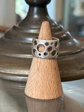 Load image into Gallery viewer, Vintage Signed BOMA Sterling Silver Punched Holes Swiss Cheese Wide Band Ring Unisex US 6 3/4
