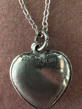 Load image into Gallery viewer, Vintage 925 Sterling Silver Floral Etched Heart Pendant Necklace 18.1”
