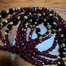 Load image into Gallery viewer, Vintage Genuine Red Garnet Beaded Gold Tone Long 50&quot; Necklace 1990s Faceted Bead
