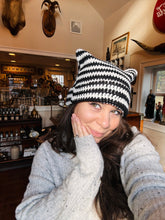 Load image into Gallery viewer, Striped Crocheted Cat Ear Hat | 3 different colors
