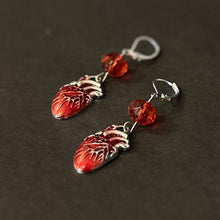 Load image into Gallery viewer, Handmade Red Anatomical Heart Earrings - ANATOMICAL
