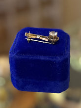 Load image into Gallery viewer, Vintage 1930s 1940s Art Deco Gold Filled &amp; Faceted Glass Rhinestone Halley’s Coment Brooch Pin
