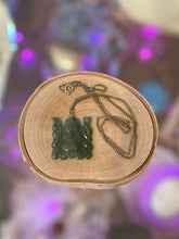 Load image into Gallery viewer, Vintage Flat Green Jade Carved Buddha Pendant Charm Necklace Chain 18&quot; Chain

