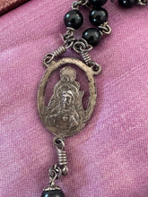 Load image into Gallery viewer, Vintage Sterling Silver Rosary Our Lady of The Snows Black Beads Signed Creed 22.75”
