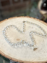 Load image into Gallery viewer, Vintage Midcentury Faceted Clear Crystal Graduated Beaded Necklace with Gold Tone Separators 18”
