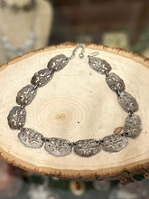 Load image into Gallery viewer, Rare Vintage 1960s Signed Napier Silver Tone Asian Cut Out Link Choker Collar Necklace 16.25” Hook Closure
