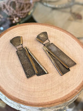 Load image into Gallery viewer, Vintage Artisan Modernist Geometric Two Tone Sterling Silver Dangle Drop Earrings
