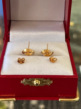 Load image into Gallery viewer, Vintage 1980s 14k Yellow Gold &amp; Genuine Ruby Modernist Stud Earrings Pierced
