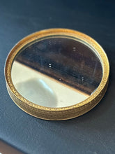 Load image into Gallery viewer, Vintage Midcentury Floral Painted Courting Couple Vanity Box Mirror Lid ONLY 4.5”
