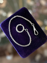Load image into Gallery viewer, Vintage Sterling Silver Rectangular Link Watch Chain Dog Clip Clasp &amp; Oversized Spring Ring 8”
