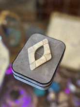 Load image into Gallery viewer, Antique Edwardian circa 1910s Carved Mother of Pearl Geometric Diamond Shape Brooch C-Clasp
